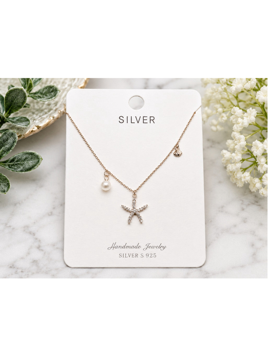 The Unbranded Brand Jewelry - Sterling Silver Starfish Pearl & Seashell Charm Necklace | Beach Coastal Jew